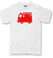 Kinder T-shirt met rode brandweer auto