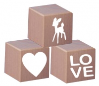 Set van 3 houten blokken LOVE