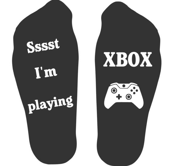 Sokken met tekst Sssst I'm playing Xbox