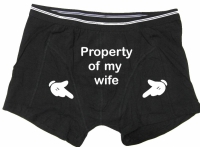 Heren boxer met tekst Property of my wife''