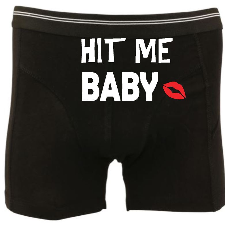 Heren boxershort met tekst 'Hit me baby'