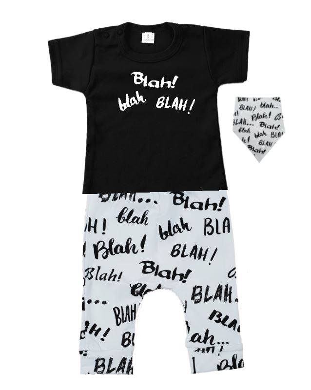 Babykleding set jogger en t-shirt met tekst blah blah