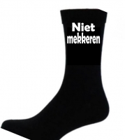 Dames sokken met tekst 'niet mekkeren'