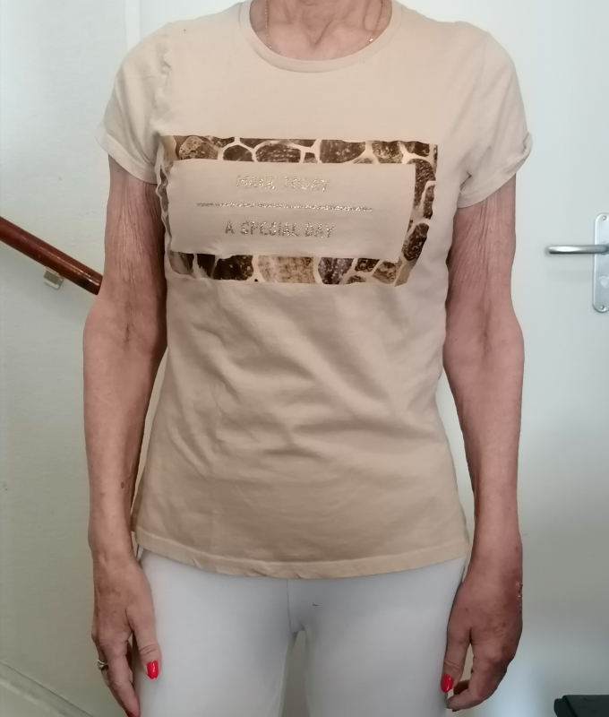 Dames t- shirt print camel