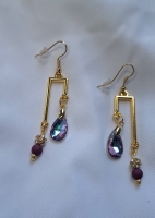 Oorbellen met dubbele hanger paars