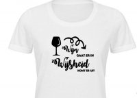 Dames t- shirt 'wijn gaat er in'