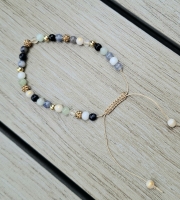 Armband Natuursteen blauw/goud