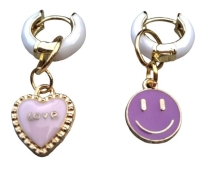 Bedel oorbellen hart en smiley