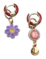 Bedel oorbellen shiney hanger en bloem