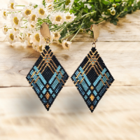 Driehoek oorbellen blauw