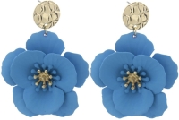 Fashion bloem oorbel blauw