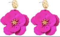 Fashion bloem oorbel fuchia