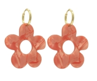 Fashion bloem oorbel zalm