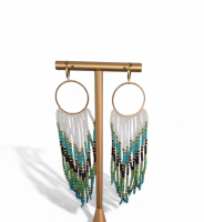 Franje Boho en  oorbellen Gold sea