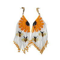 Franje oorbellen zonnebloem bijtjes