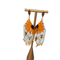 Franje oorbellen zonnebloem bijtjes