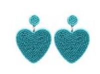 Oorbellen Glass beads  blauw hart