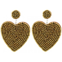 Oorbellen Glass beads goud hart