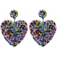 Oorbellen Glass beads hart multicolor