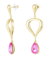 Oorbellen hanger roze/ goud
