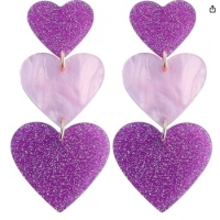 Oorbellen hartjes  lila