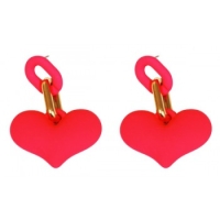 Oorbellen stekers hart fuchia