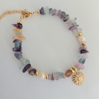 Paarse chip kralen armband