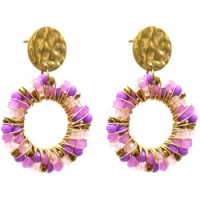 Stainless Steel  Glass Beads  purple