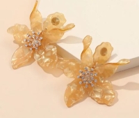 Statement bloem oorbellen Geel/ goudkleurig