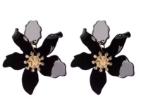 Statement bloem oorbellen zwart
