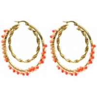 Statement oorbellen  goud oranje roze