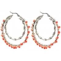 Statement oorbellen  zilver oranje roze