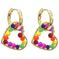 Statement oorbellen hart multicolor