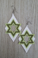 Ster oorbellen groen wit