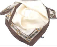 Zijde look bandana 70 x 70 Bruin creme