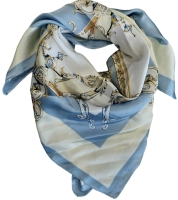 Zijde look bandana 70 x 70 Licht blauw goud