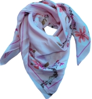 Zijde look bandana 70 x 70 Roze bloem